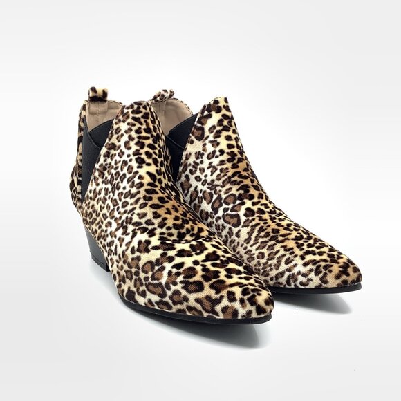 Qupid Brown Leopard Print Fashion Boots Chunky Heel Ankle Boots - Picture 5 of 8